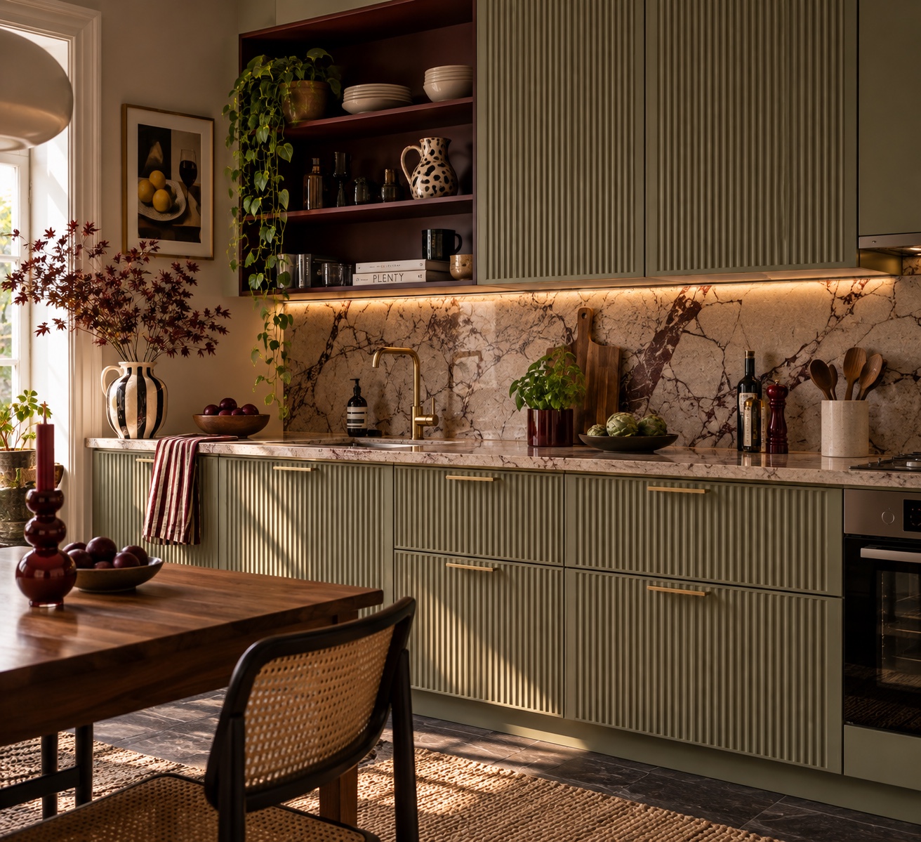 Simple IKEA kitchen fronts transformed with a tactile fluted surface